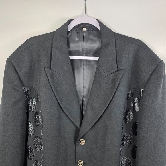 Men's Pronti Collection by Phita Black Jacquard Embellished Blazer Size XL - Picture 2 of 16